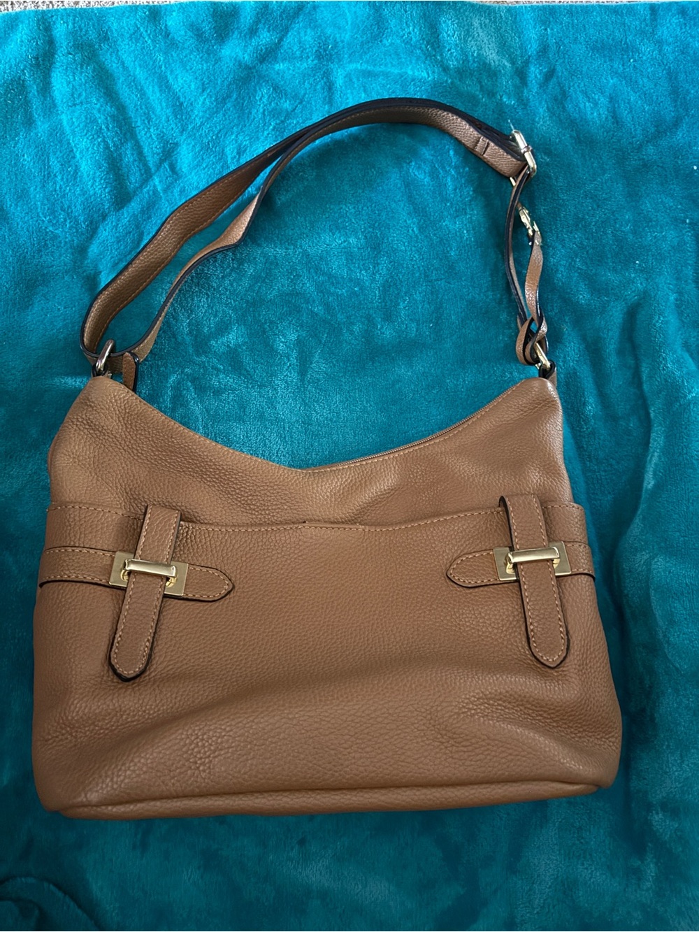 Giani Bernini Brown Pebbled Leather Shoulder Bag with Gold Hardware
